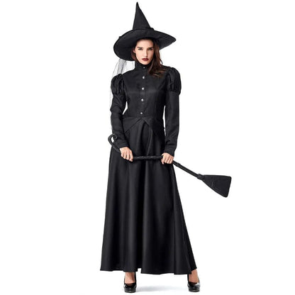 Witch Costume Black Full Length Dress