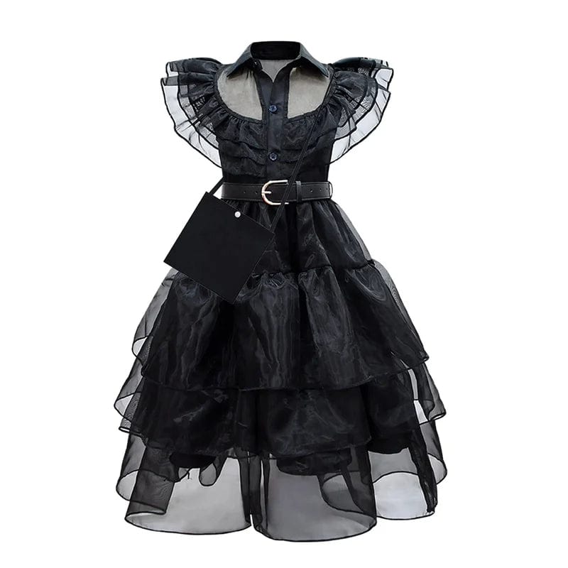 Wednesday Addams Costume Kids Gothic Wind Dress