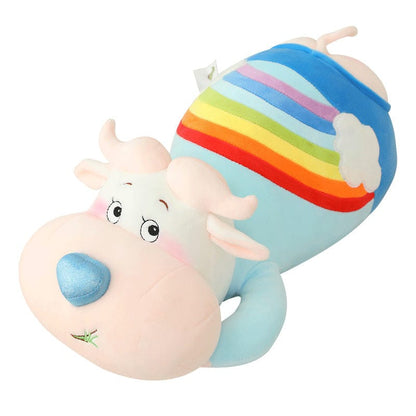 Rainbow Cow Stuffed Animal Cuddle Pillow