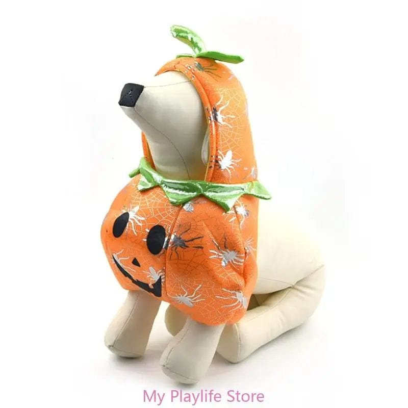 Dog Halloween Costume Pumpkin Jumpsuit