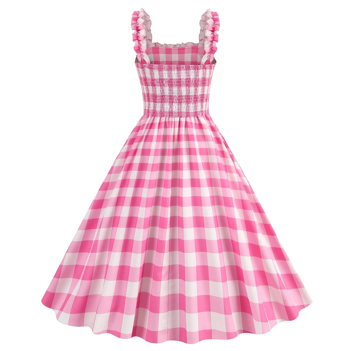 Barbie Costume Pink Polka Plaid Retro Skirt