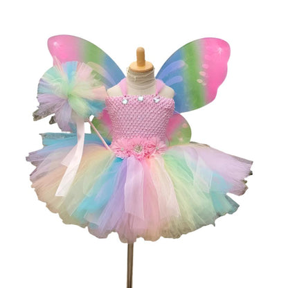 Fairy Costume Girls Pastel Butterfly Fairy Dress