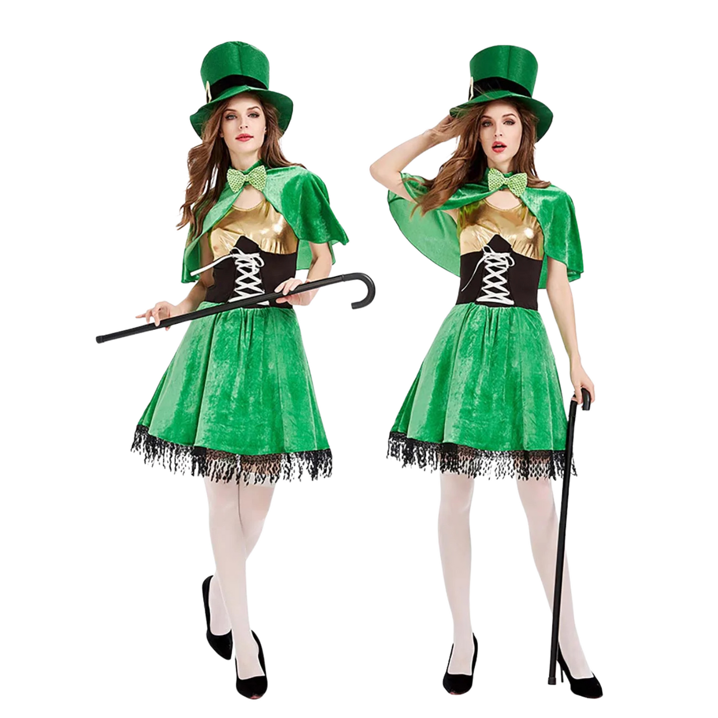 Women's Leprechaun Costume - St. Patrick's Day Outfit with Hat & Cape