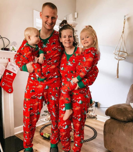 Festive Red Christmas Family Pajama Set