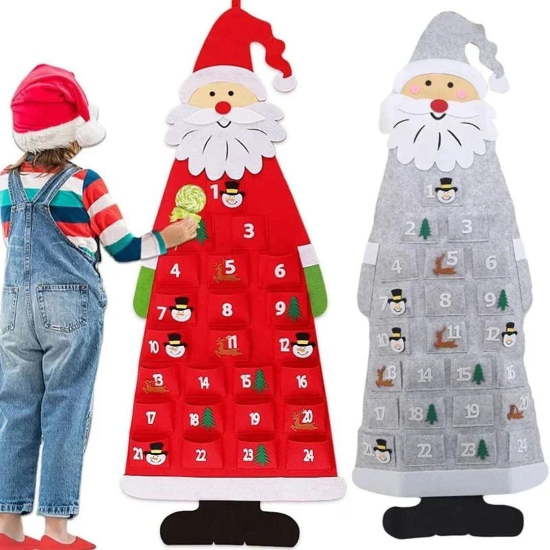 Santa Countdown Felt Christmas Tree Calendar