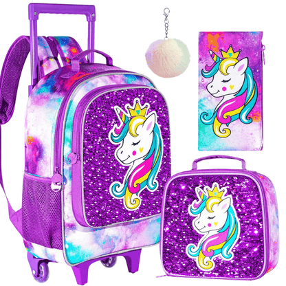 Unicorn Backpack Glow-in-the-dark 3Pcs Rolling Set