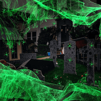 Halloween Decoration Luminous Spider Web with Fake Spiders