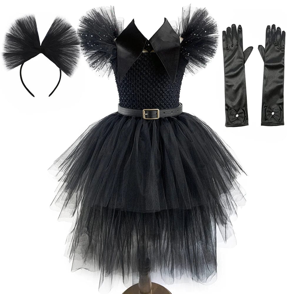 Wednesday Addams Costume Kids Black Multilayer Tutu Dress