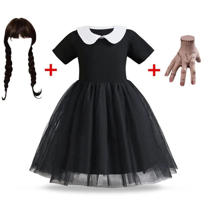 Wednesday Addams Costume Kids Party Black Gothic