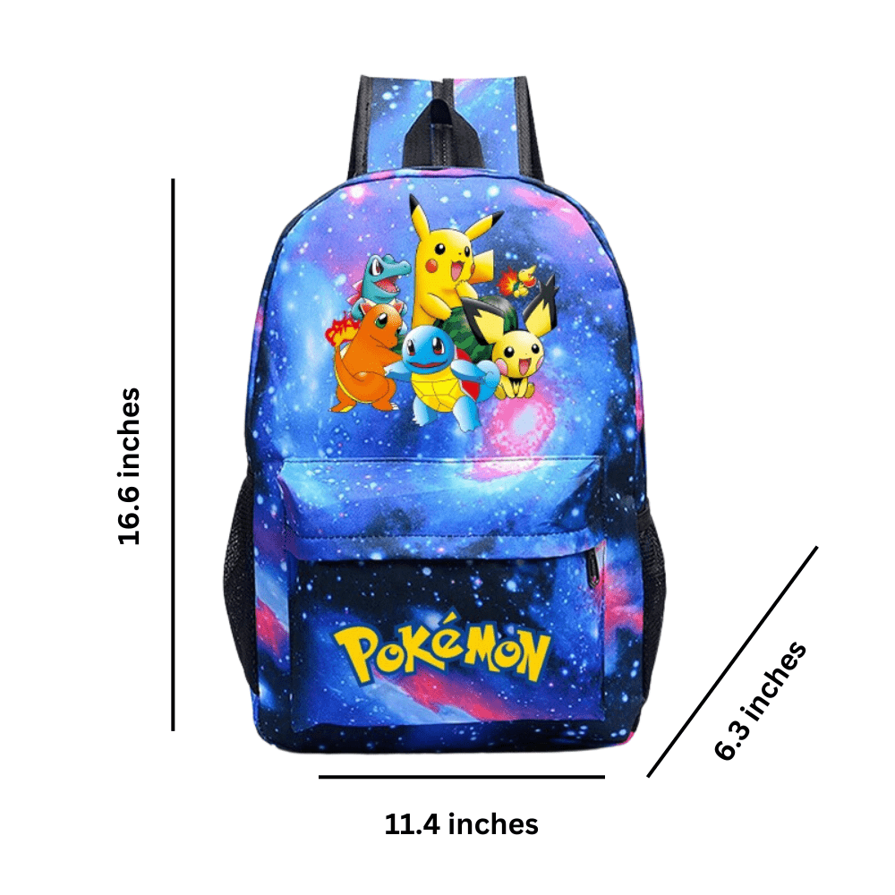 Pokemon Backpack 3-Piece Set with Colorful Print