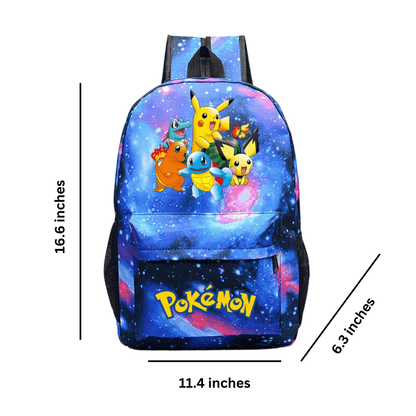 Pokemon Backpack 3-Piece Set with Colorful Print