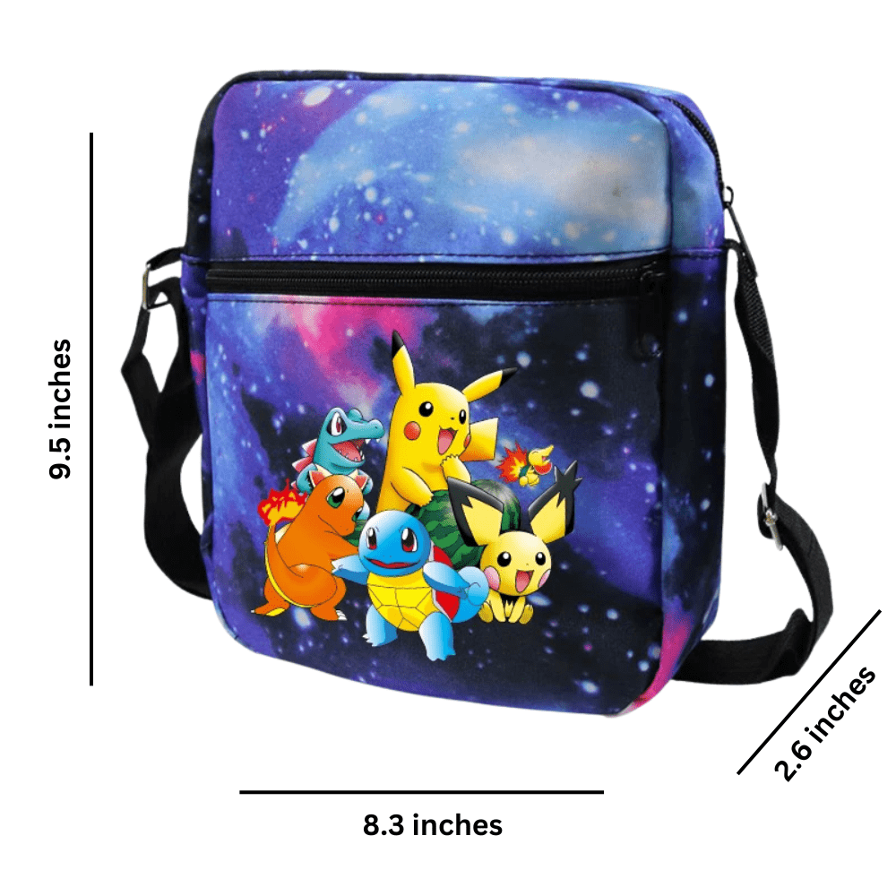 Pokemon Backpack 3-Piece Set with Colorful Print