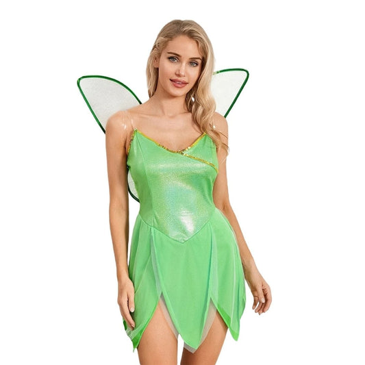 Fairy Costume Women Short Mini Dress Wings