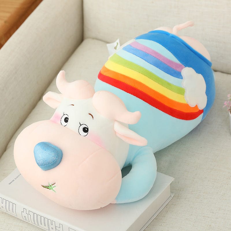 Rainbow Cow Stuffed Animal Cuddle Pillow