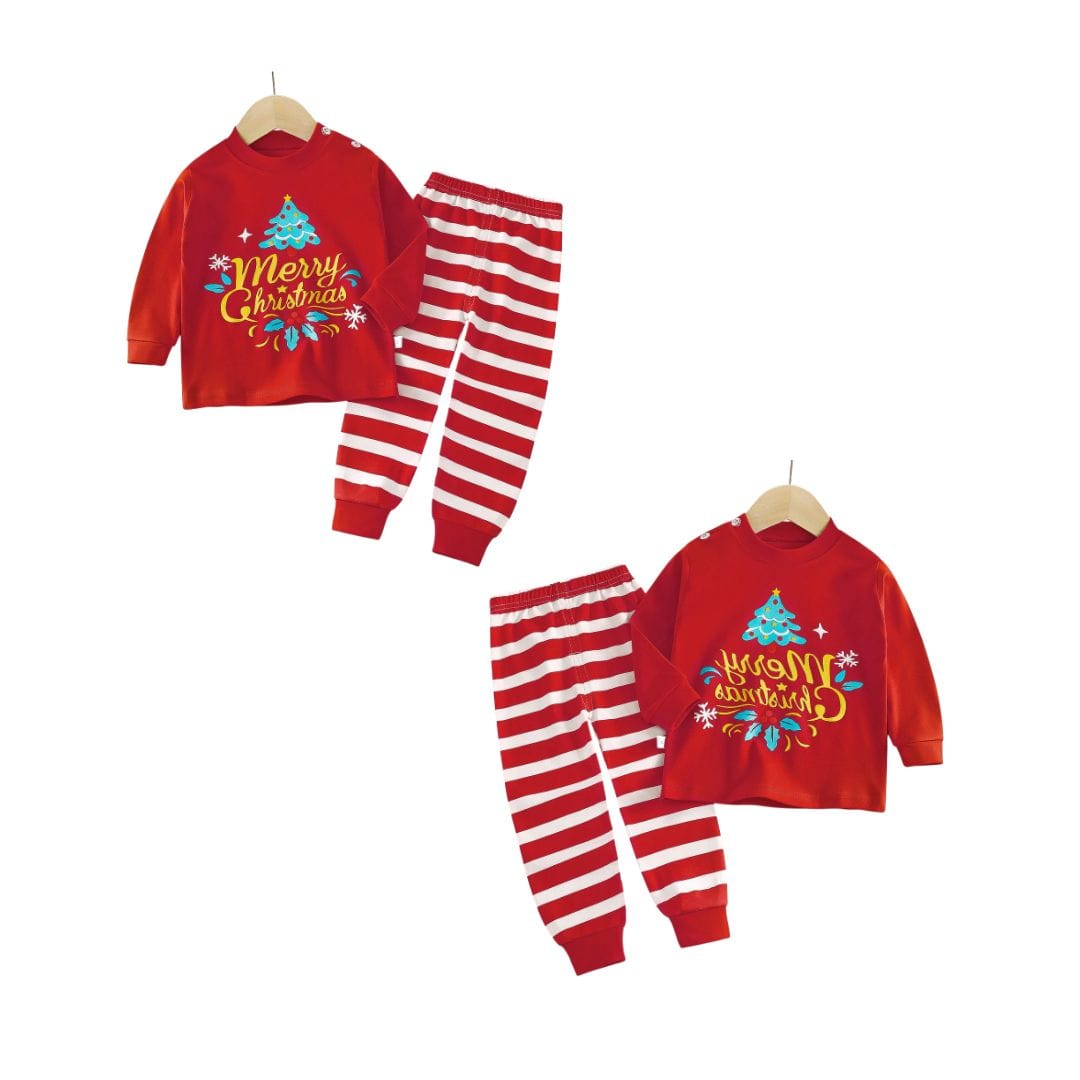 Merry Christmas Striped Pajama Set for Kids