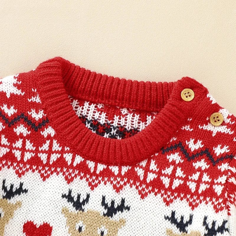 Baby Christmas Pajamas Reindeer Knitted Set