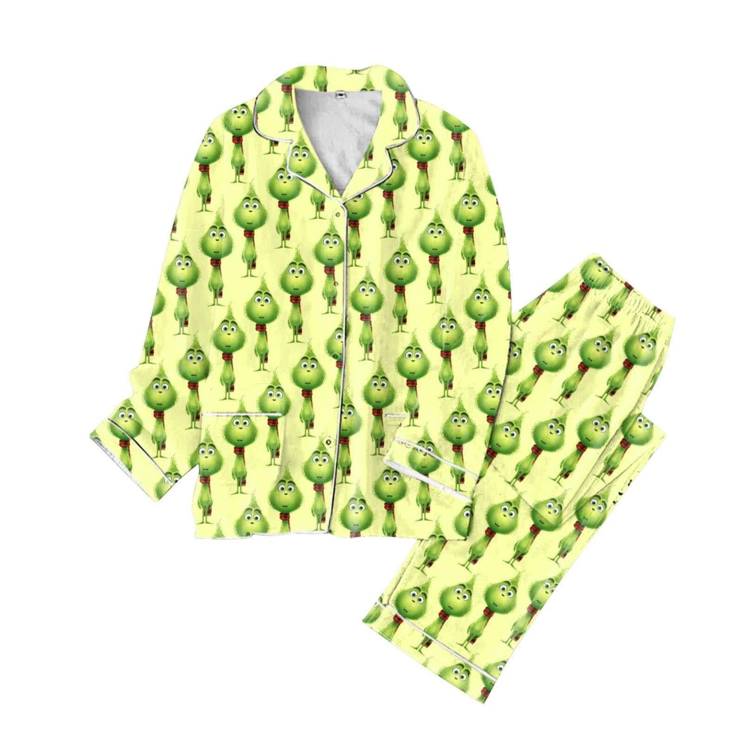 Festive Grinch Print Pajama Set