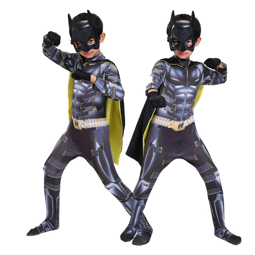 Batman Costume Kids with Black-Yellow Cape