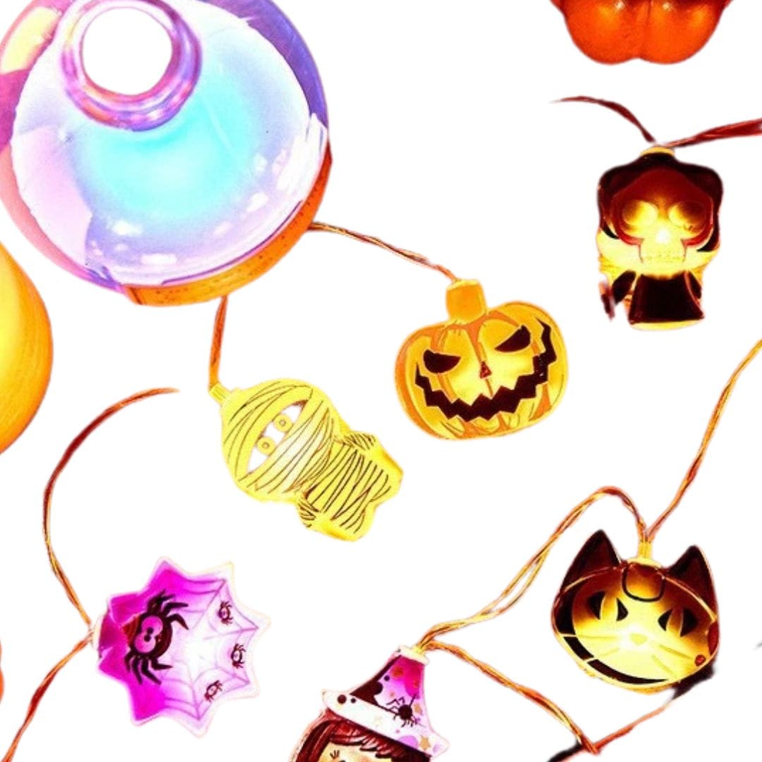 Halloween Decoration LED String Lights - Pumpkins, Ghosts & Spider Webs