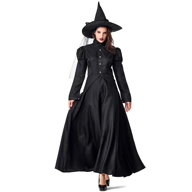 Witch Costume Black Full Length Dress