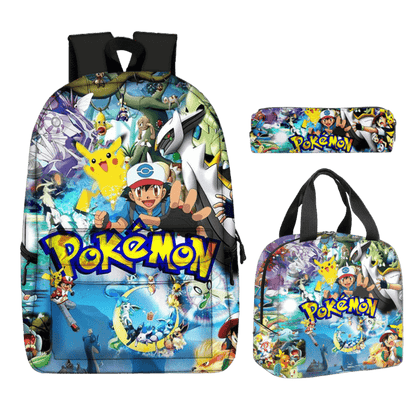 Pokemon Backpack with Lunch Bag and Pencil Case