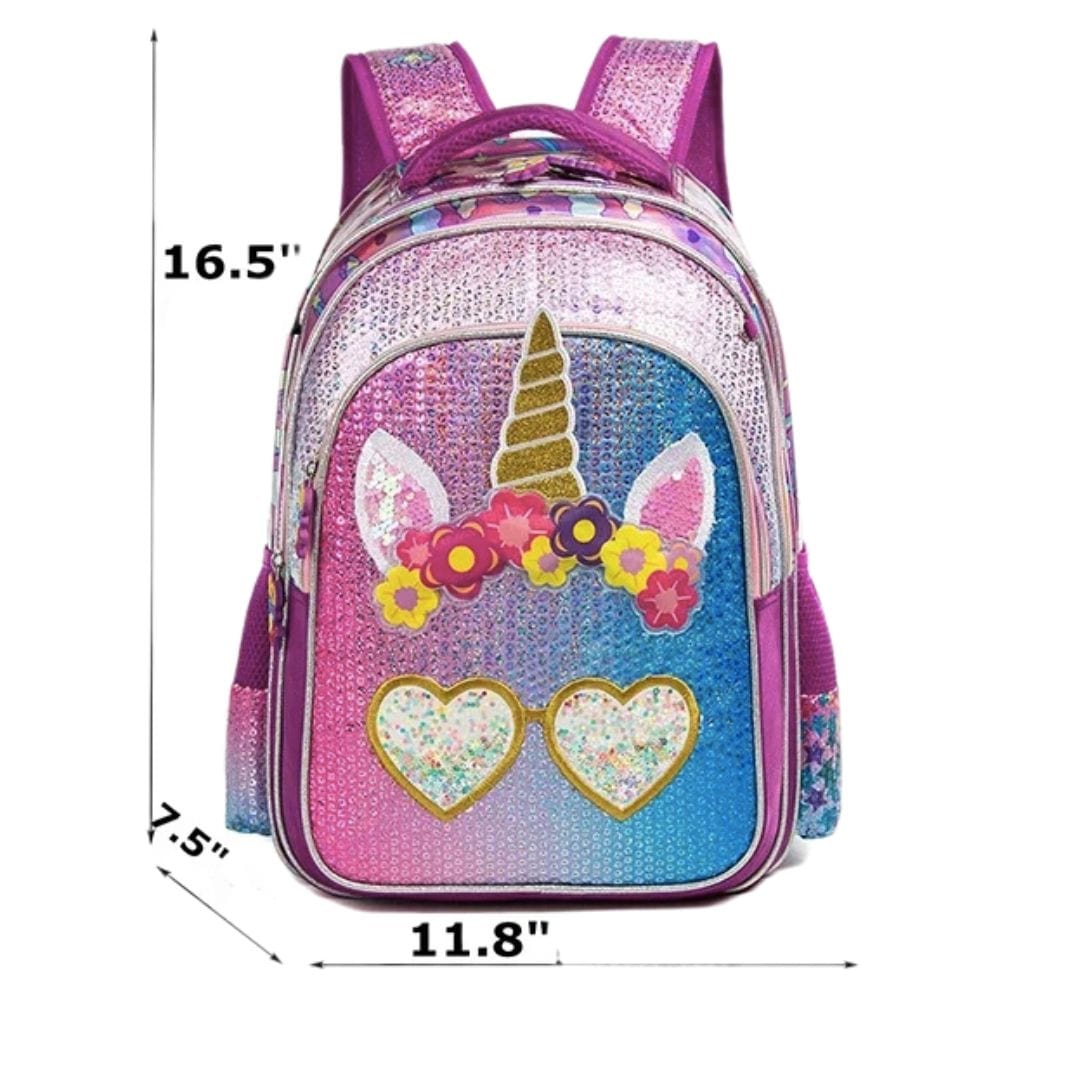 Unicorn Sequin School Backpack with Lunch Box