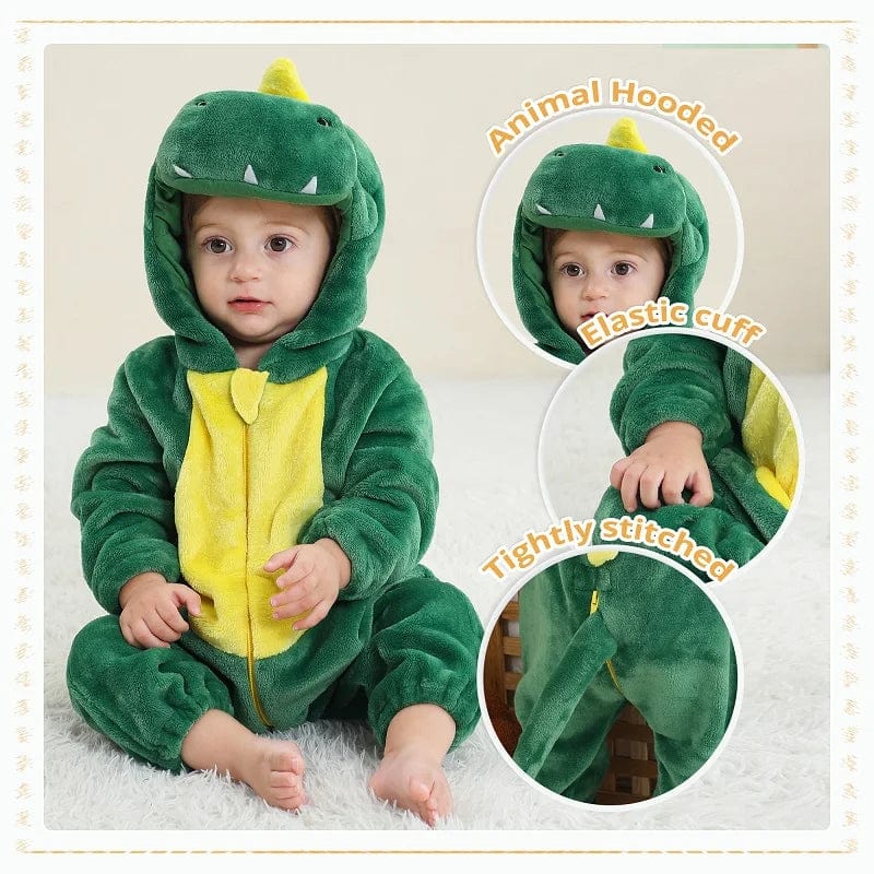 Flannel Hooded Animal Baby Snowsuit