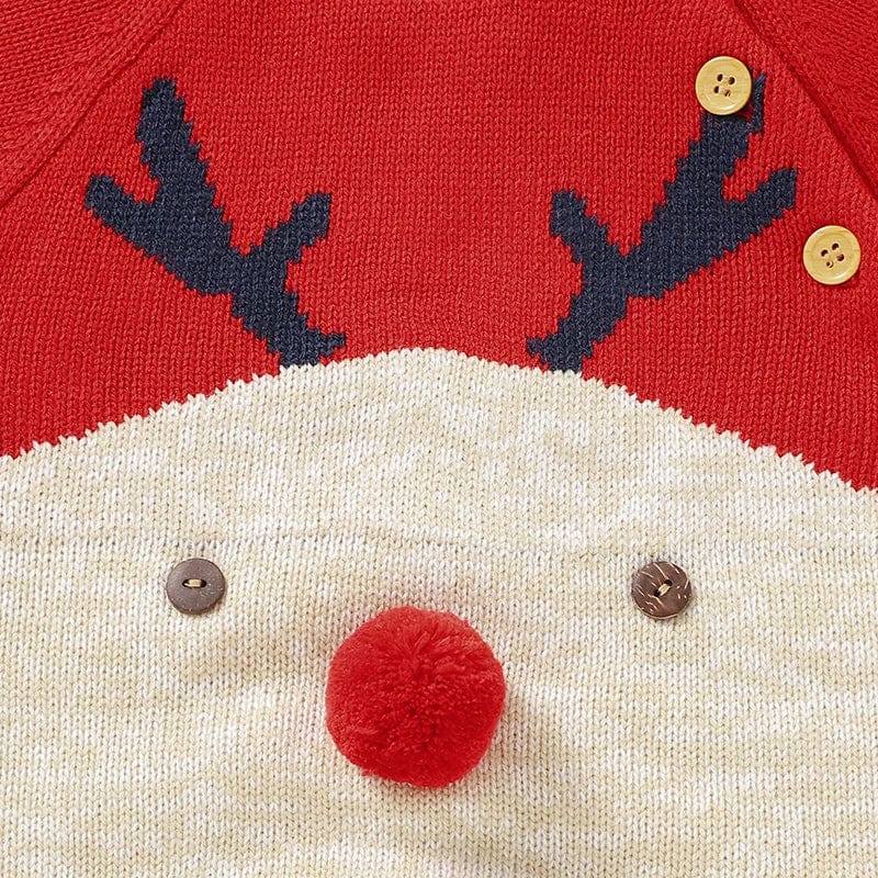 Cozy Reindeer Knit Baby Christmas Pajamas