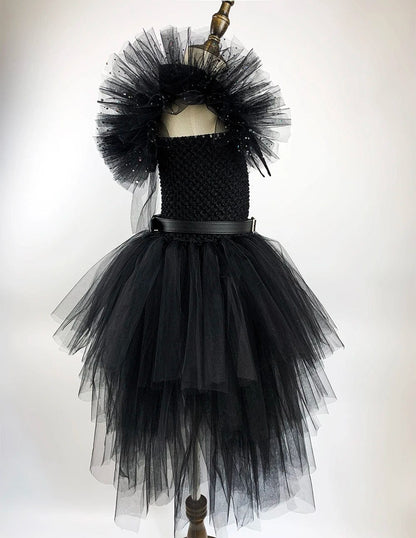 Wednesday Addams Costume Kids Black Multilayer Tutu Dress