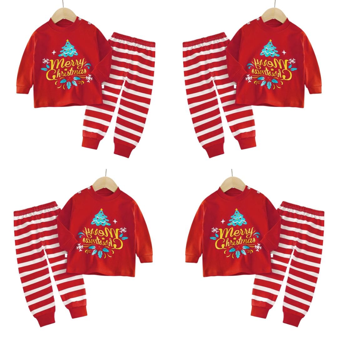 Merry Christmas Striped Pajama Set for Kids