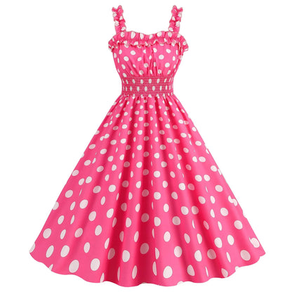 Barbie Costume Pink Polka Plaid Retro Skirt