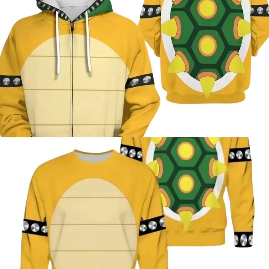 Bowser Costume Print Hip Hop Pullover Hooded