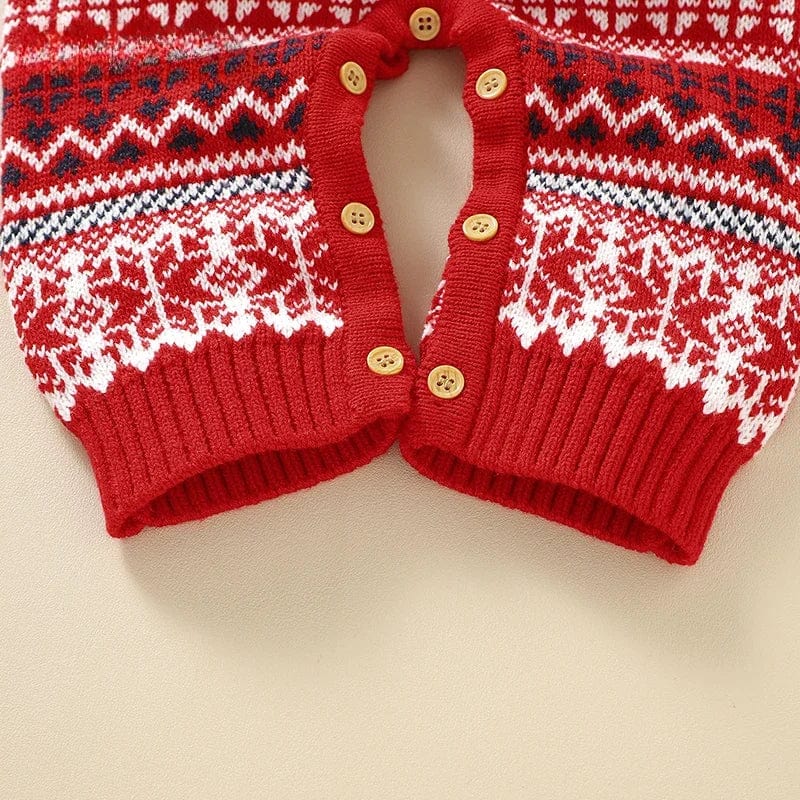 Baby Christmas Pajamas Reindeer Knitted Set