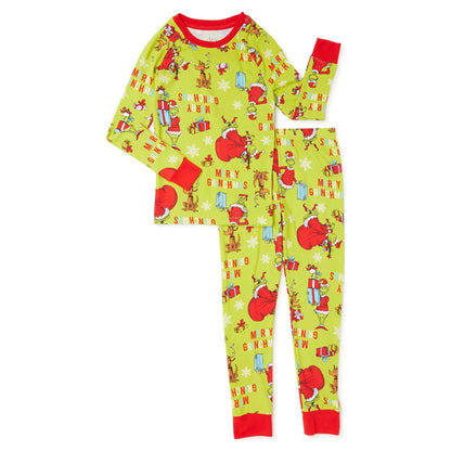 Grinch Christmas Family Pajama Set with Pet Outfit