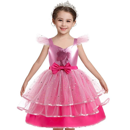 Barbie Costume Kids Fluffy Princess Dress