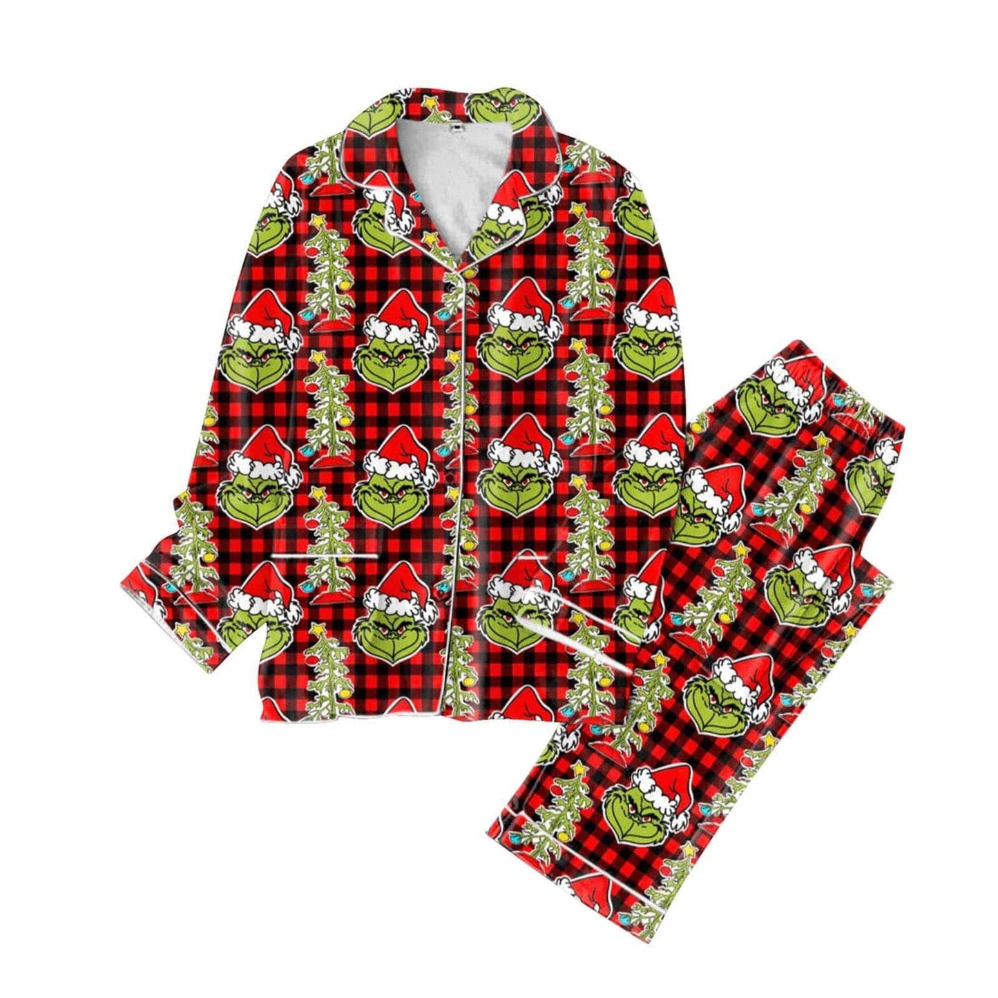 Festive Grinch Print Pajama Set