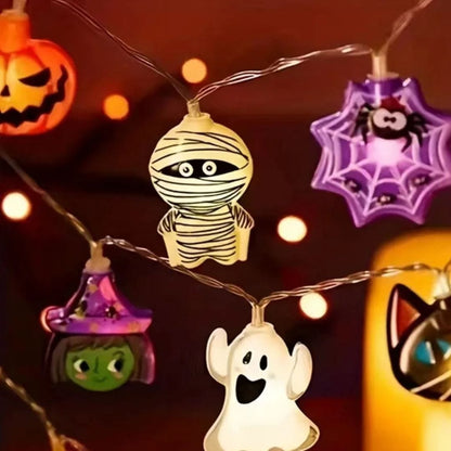 Halloween Decoration LED String Lights - Pumpkins, Ghosts & Spider Webs