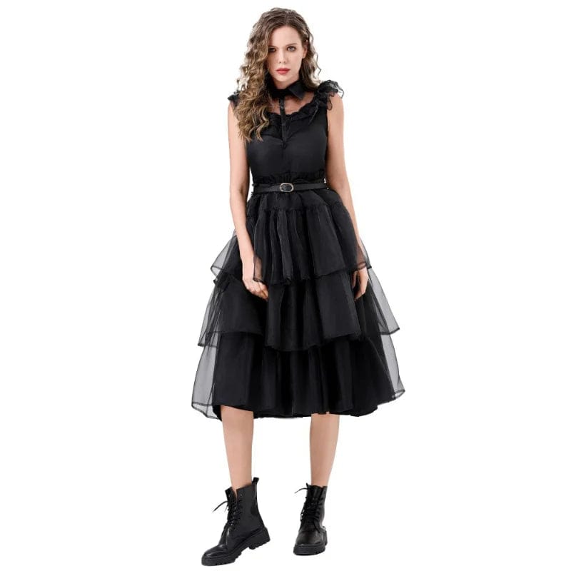 Wednesday Addams Costume Black Prom Dress