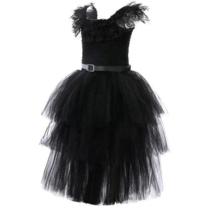 Wednesday Addams Costume Kids Black Gothic Dress