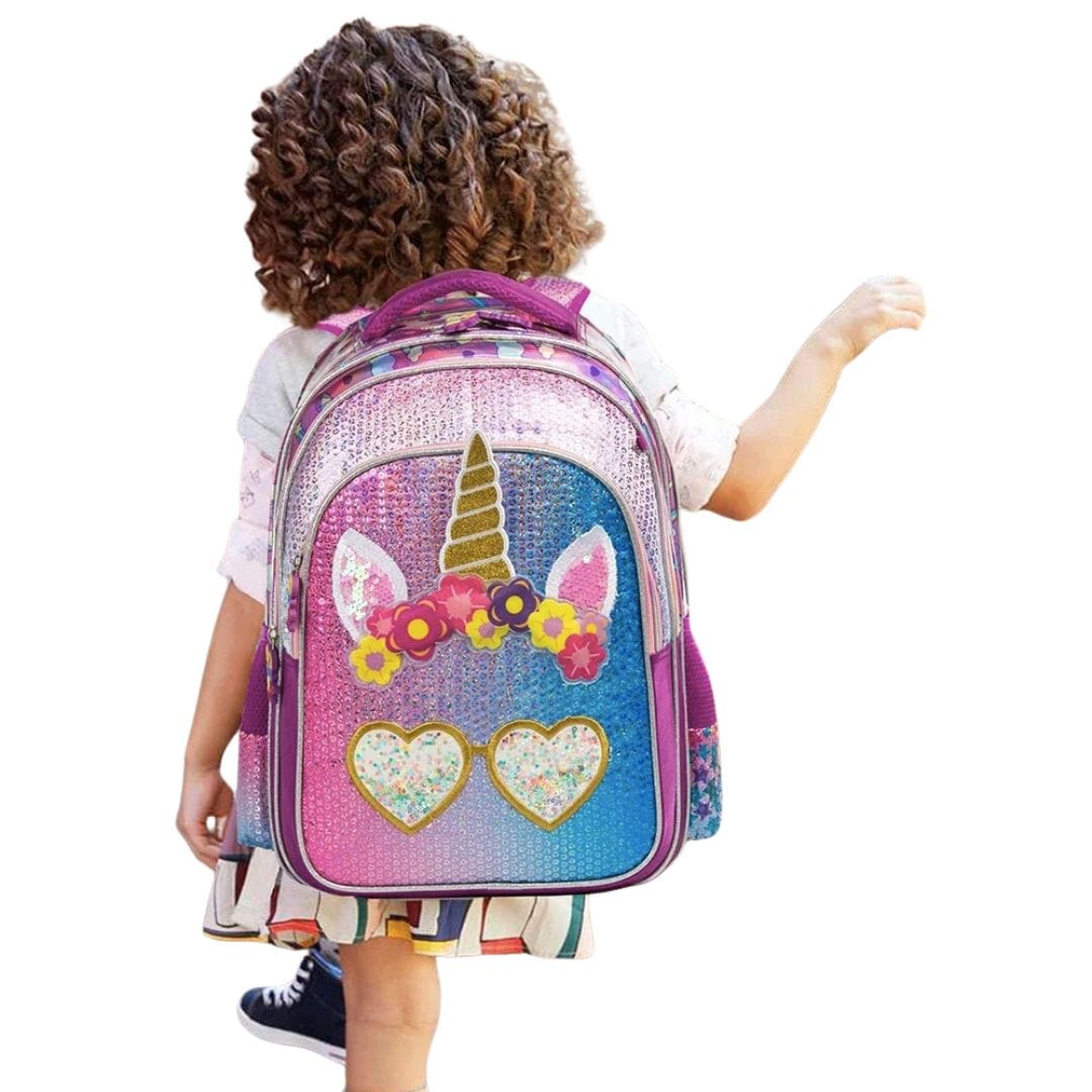 Unicorn Sequin School Backpack with Lunch Box