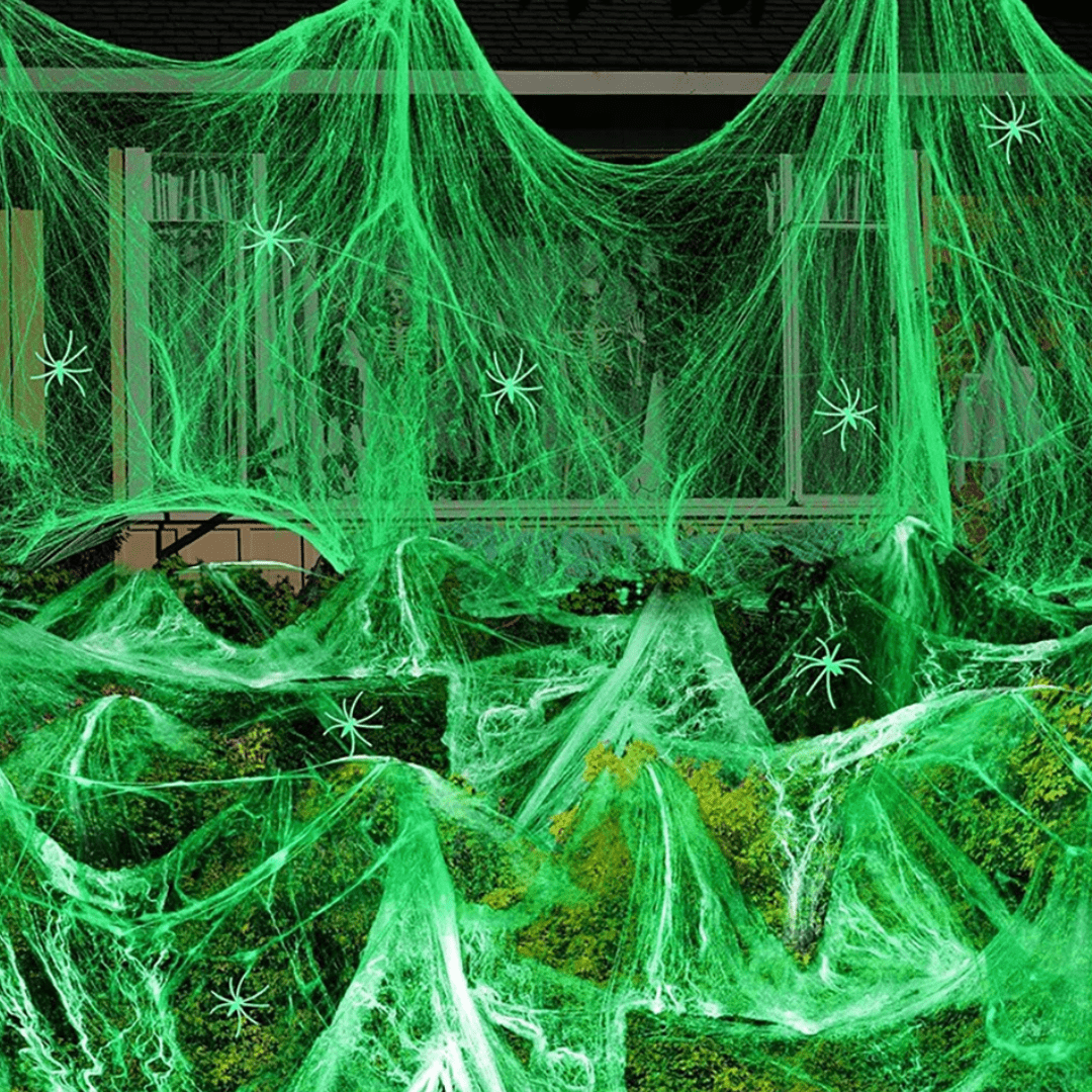 Halloween Decoration Luminous Spider Web with Fake Spiders