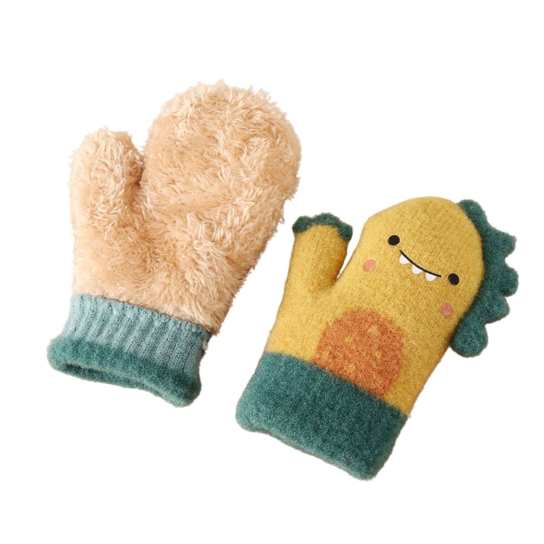 Dino Knit Baby Mittens