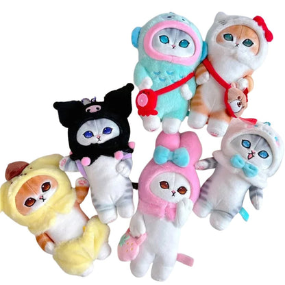 Kawaii Cat Character Plush Keychain 4.7 in