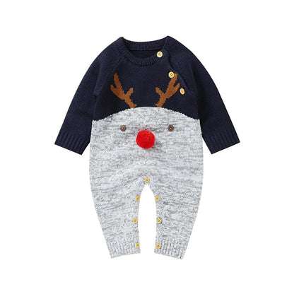 Cozy Reindeer Knit Baby Christmas Pajamas