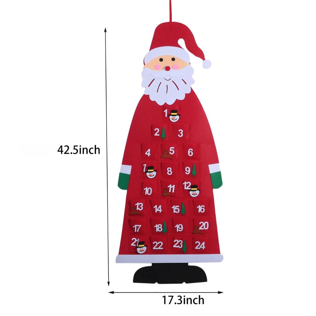 Santa Countdown Felt Christmas Tree Calendar