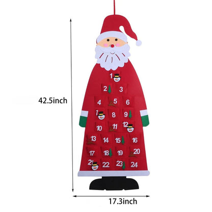 Santa Countdown Felt Christmas Tree Calendar