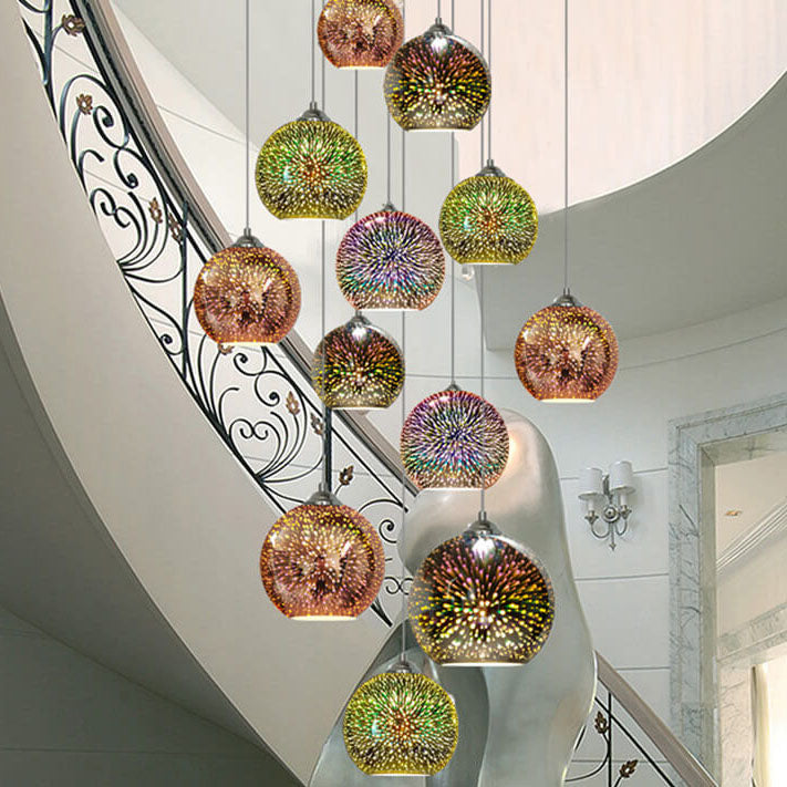 Vibrant 3D Firework Glass Pendant Light