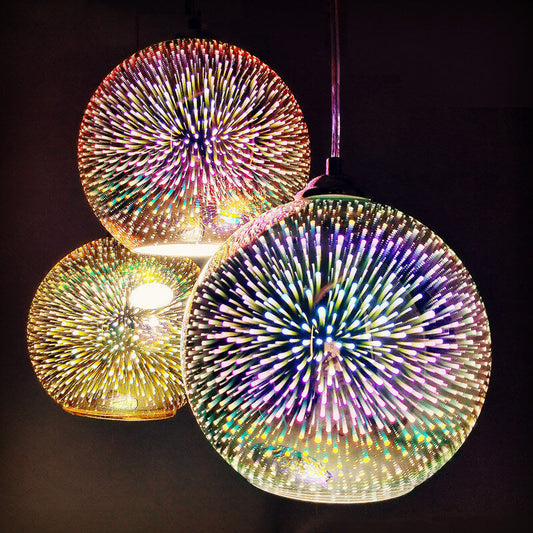 Vibrant 3D Firework Glass Pendant Light