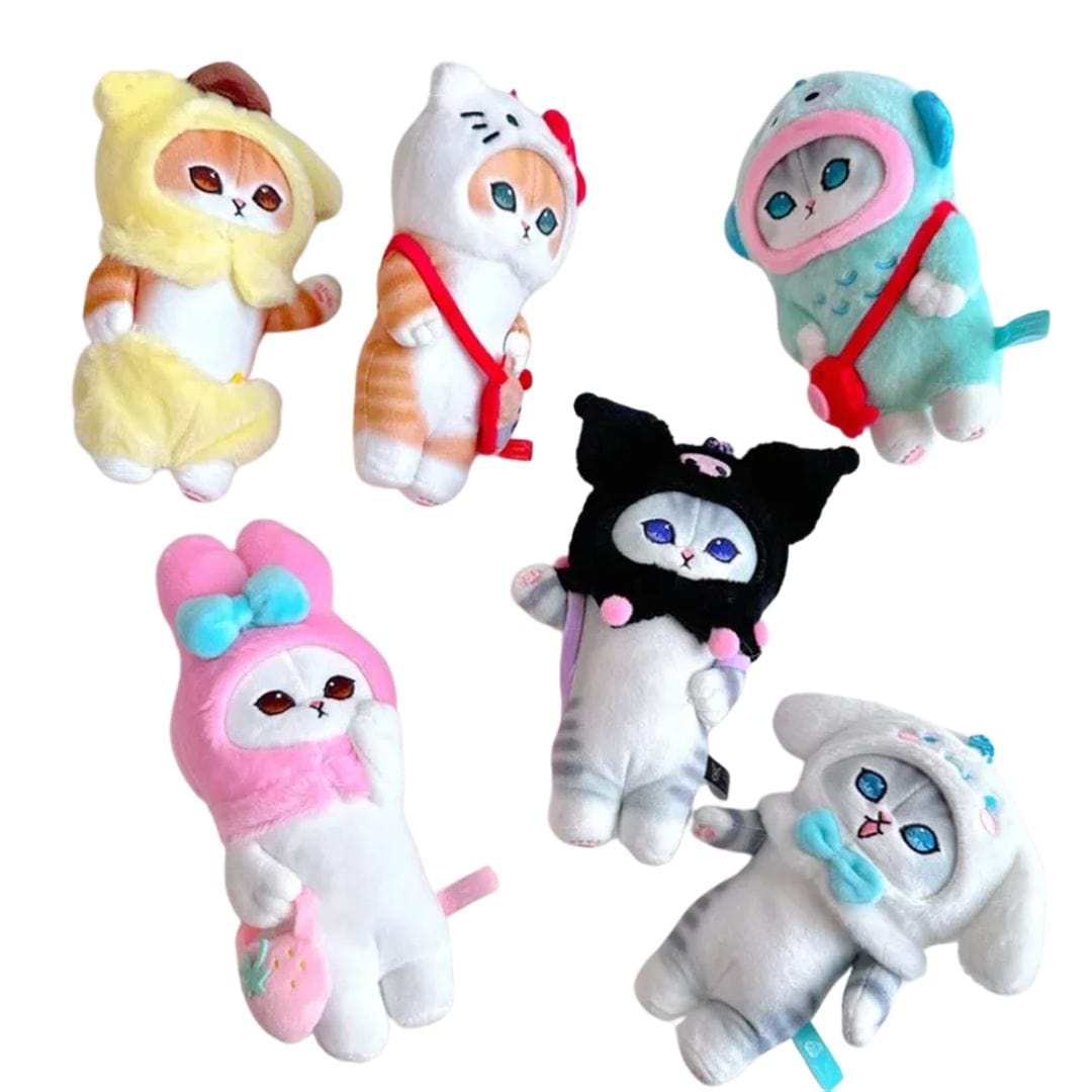 Kawaii Cat Character Plush Keychain 4.7 in