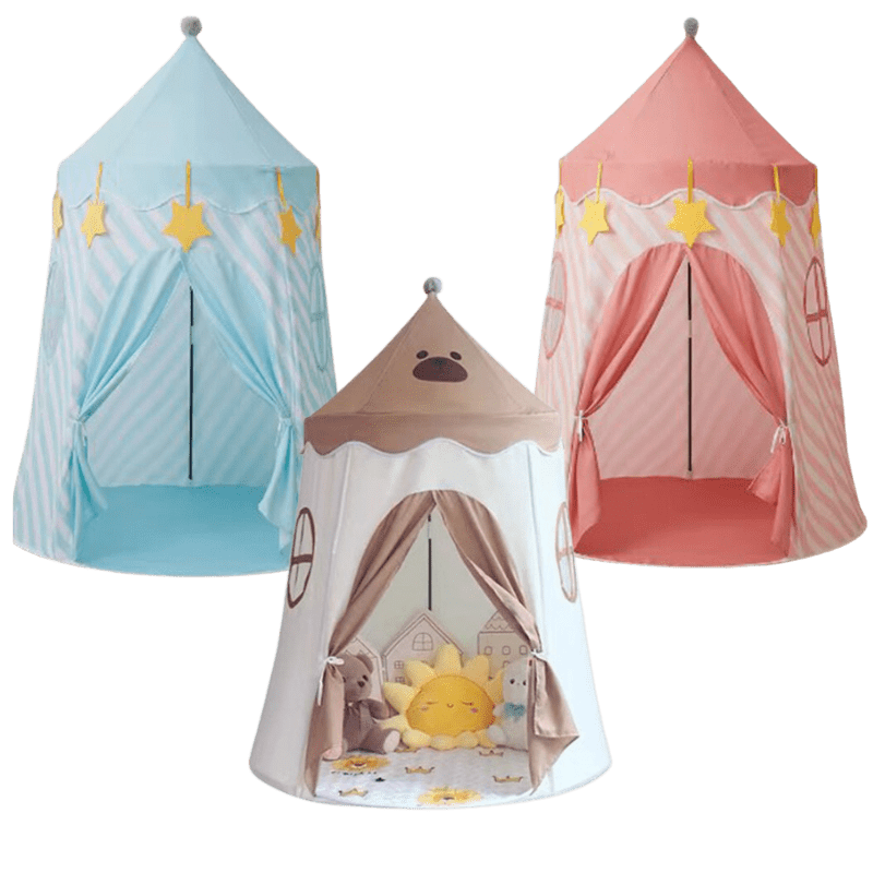 Play Tent with Bear Design and Curtains